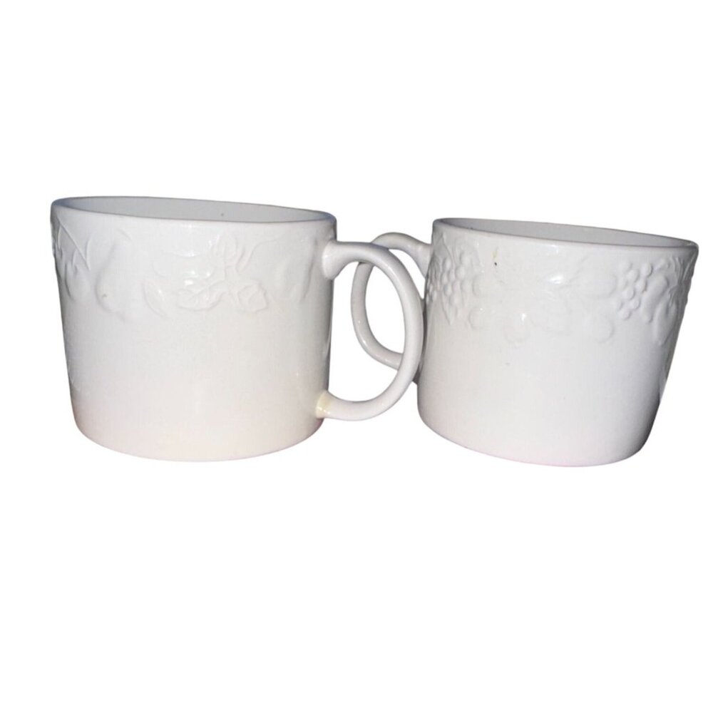 Orchard & Gibson TableTops Unlimited White Embossed Ceramic Mug 3" Tall